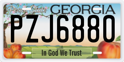 GA license plate PZJ6880