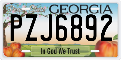 GA license plate PZJ6892
