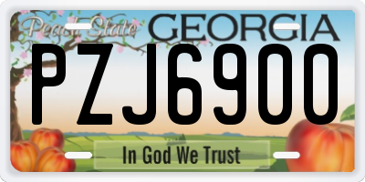 GA license plate PZJ6900