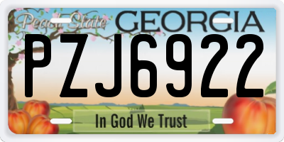 GA license plate PZJ6922