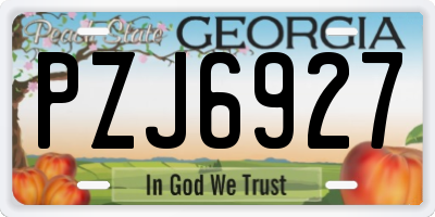 GA license plate PZJ6927