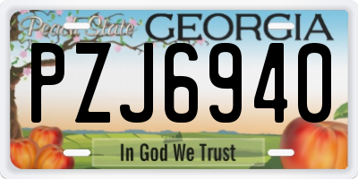 GA license plate PZJ6940