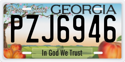 GA license plate PZJ6946