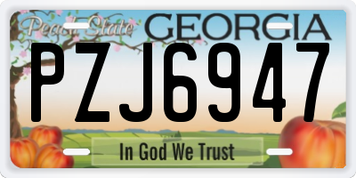 GA license plate PZJ6947