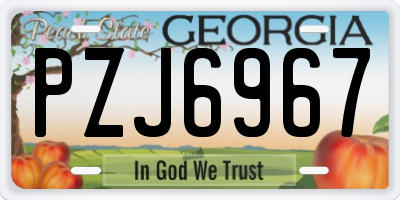 GA license plate PZJ6967
