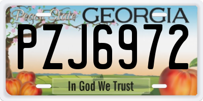 GA license plate PZJ6972