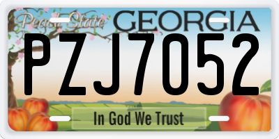 GA license plate PZJ7052