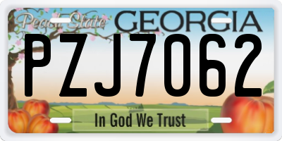 GA license plate PZJ7062