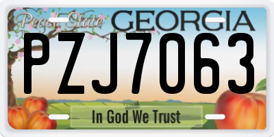 GA license plate PZJ7063