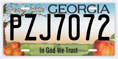 GA license plate PZJ7072