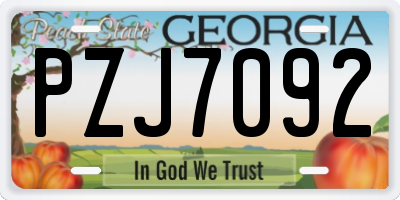 GA license plate PZJ7092