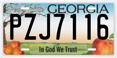 GA license plate PZJ7116