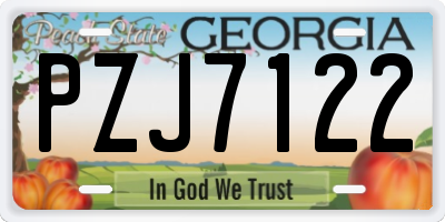 GA license plate PZJ7122