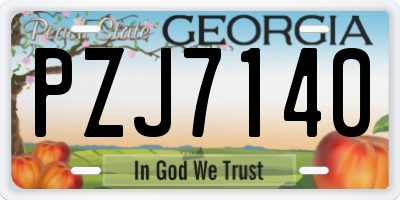 GA license plate PZJ7140