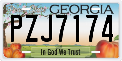 GA license plate PZJ7174