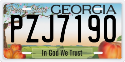 GA license plate PZJ7190