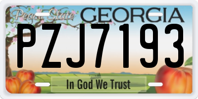 GA license plate PZJ7193