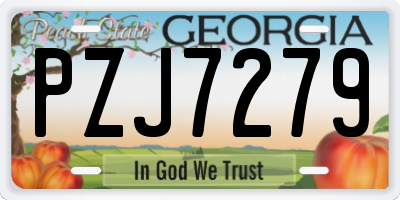 GA license plate PZJ7279