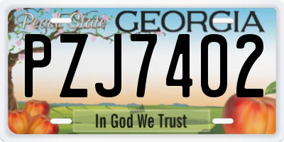 GA license plate PZJ7402