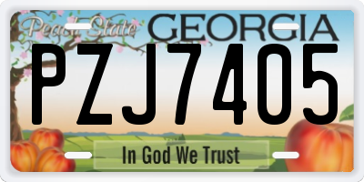 GA license plate PZJ7405