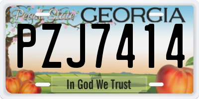 GA license plate PZJ7414