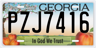 GA license plate PZJ7416