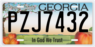 GA license plate PZJ7432