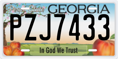 GA license plate PZJ7433