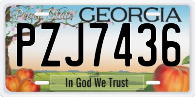 GA license plate PZJ7436