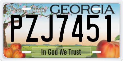 GA license plate PZJ7451