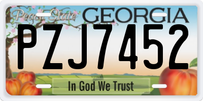 GA license plate PZJ7452