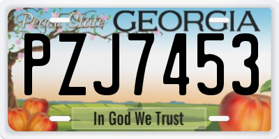 GA license plate PZJ7453