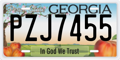 GA license plate PZJ7455