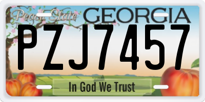 GA license plate PZJ7457