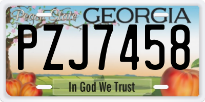 GA license plate PZJ7458
