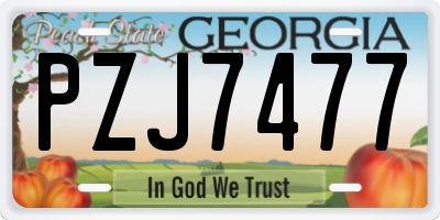 GA license plate PZJ7477
