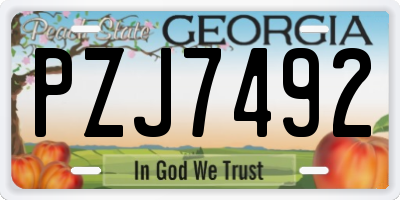 GA license plate PZJ7492