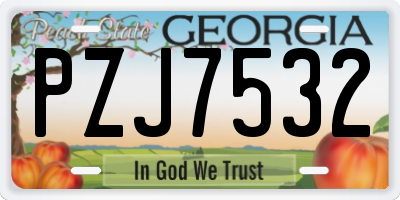 GA license plate PZJ7532