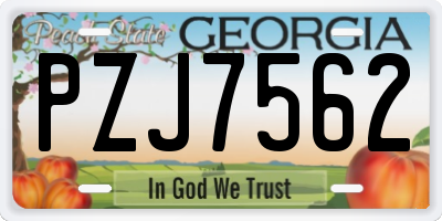 GA license plate PZJ7562