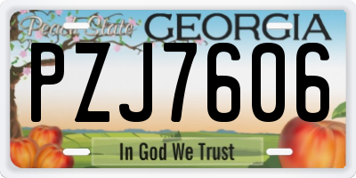 GA license plate PZJ7606