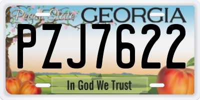 GA license plate PZJ7622