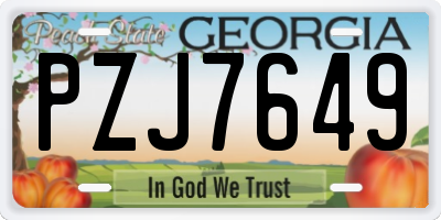 GA license plate PZJ7649