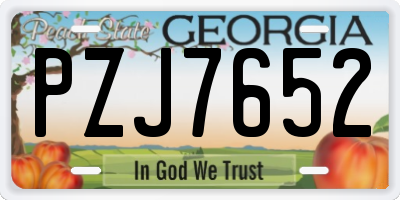 GA license plate PZJ7652
