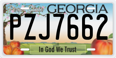 GA license plate PZJ7662