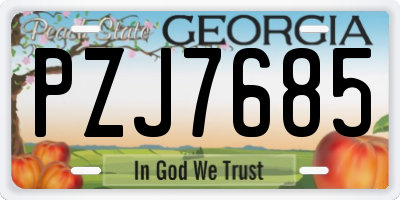 GA license plate PZJ7685