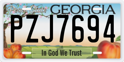 GA license plate PZJ7694