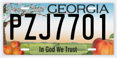 GA license plate PZJ7701