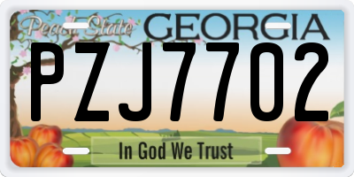 GA license plate PZJ7702