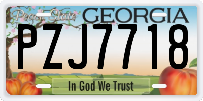 GA license plate PZJ7718
