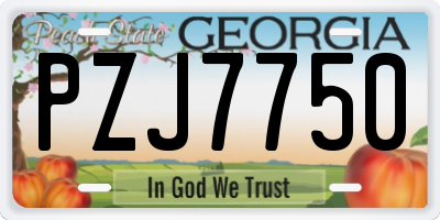 GA license plate PZJ7750